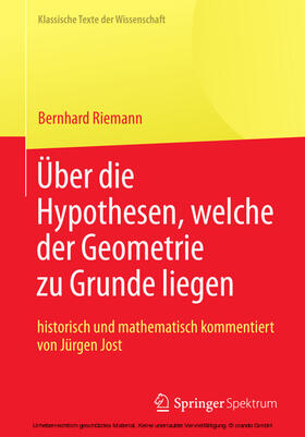 Riemann | Bernhard Riemann „Über die Hypothesen, welche der Geometrie zu Grunde liegen“ | E-Book | sack.de
