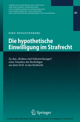 Hengstenberg | Die hypothetische Einwilligung im Strafrecht | E-Book | www.sack.de