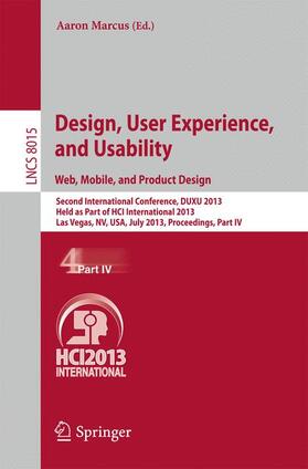Marcus |  Design, User Experience, and Usability: Web, Mobile, and Product Design | Buch |  Sack Fachmedien