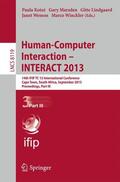 Kotzé / Marsden / Winckler |  Human-Computer Interaction -- INTERACT 2013 | Buch |  Sack Fachmedien