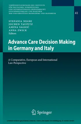 Negri / Taupitz / Salkic | Advance Care Decision Making in Germany and Italy | E-Book | www.sack.de