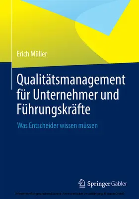 Müller |  Qualitätsmanagement für Unternehmer und Führungskräfte | eBook | Sack Fachmedien