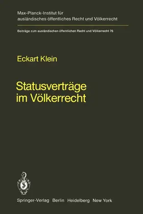 Klein |  Statusverträge im Völkerrecht | Buch |  Sack Fachmedien