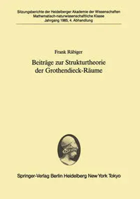 Räbiger |  Beiträge zur Strukturtheorie der Grothendieck-Räume | eBook | Sack Fachmedien