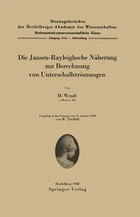 Wendt |  Die Jansen-Rayleighsche Näherung zur Berechnung von Unterschallströmungen | eBook | Sack Fachmedien