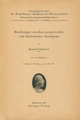 Sperner |  Beziehungen zwischen geometrischer und algebraischer Anordnung | eBook | Sack Fachmedien