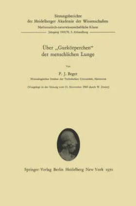 Beger |  Über „Gurkörperchen“ der menschlichen Lunge | eBook | Sack Fachmedien