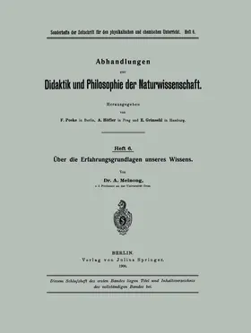 Meinong |  Über die Erfahrungsgrundlagen unseres Wissens | Buch |  Sack Fachmedien