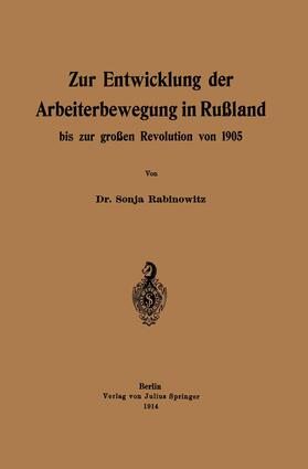 Rabinowitz | Zur Entwicklung der Arbeiterbewegung in Rußland bis zur großen Revolution von 1905 | Buch | 978-3-642-47265-7 | sack.de
