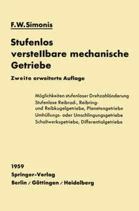 Simonis |  Stufenlos verstellbare mechanische Getriebe | eBook | Sack Fachmedien