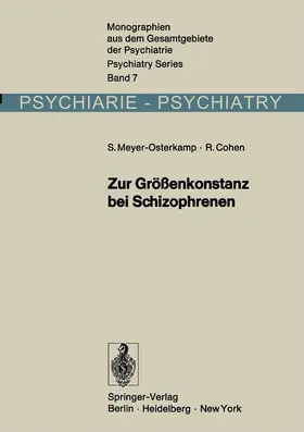 Meyer-Osterkamp / Cohen |  Zur Größenkonstanz bei Schizophrenen | Buch |  Sack Fachmedien