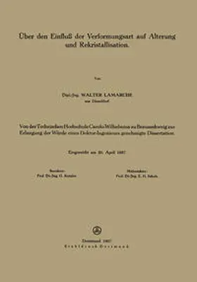 Lamarche |  Über den Einfluß der Verformungsart auf Alterung und Rekristallisation | eBook | Sack Fachmedien