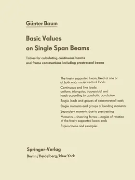 Baum |  Basic Values on Single Span Beams | Buch |  Sack Fachmedien
