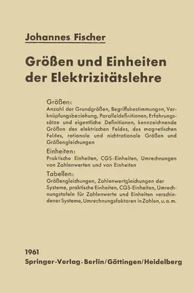 Fischer |  Größen und Einheiten der Elektrizitätslehre | Buch |  Sack Fachmedien