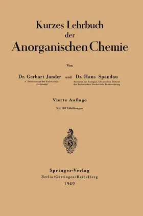 Jander / Spandau |  Kurzes Lehrbuch der Anorganischen Chemie | Buch |  Sack Fachmedien
