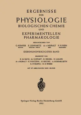 Krayer / Rein / Lehnartz |  Ergebnisse der Physiologie Biologischen Chemie und Experimentellen Pharmakologie | Buch |  Sack Fachmedien