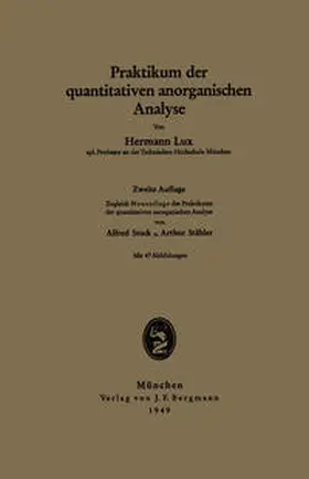 Lux |  Praktikum der quantitativen anorganischen Analyse | eBook | Sack Fachmedien
