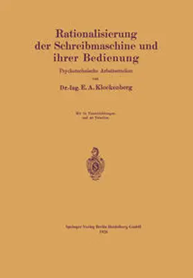 Klockenberg |  Rationalisierung der Schreibmaschine und ihrer Bedienung | eBook | Sack Fachmedien