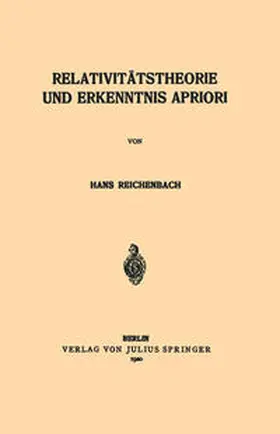 Reichenbach |  Relativitätstheorie und Erkenntnis Apriori | eBook | Sack Fachmedien