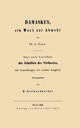 Zunz |  Damaskus, ein Wort zur Abwehr | eBook | Sack Fachmedien