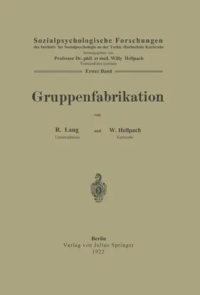 Lang / Hellpach |  Gruppenfabrikation | Buch |  Sack Fachmedien
