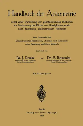 Domke / Reimerdes |  Handbuch der Aräometrie | Buch |  Sack Fachmedien