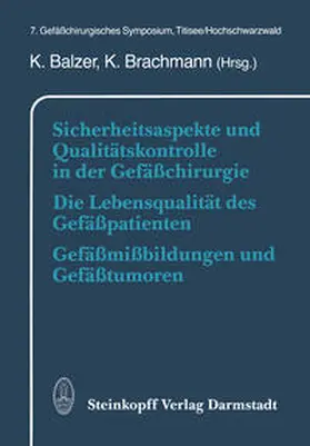 Balzer / Brachmann |  Sicherheitsaspekte und Qualitätskontrolle in der Gefäßchirurgie Die Lebensqualität des Gefäßpatienten Gefäßmißbildungen und Gefäßtumoren | eBook | Sack Fachmedien