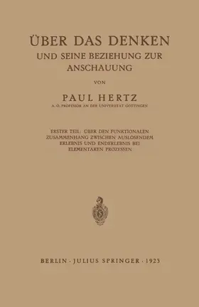 Hertz |  Über das Denken und Seine Beziehung zur Anschauung | Buch |  Sack Fachmedien