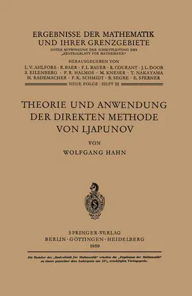Hahn |  Theorie und Anwendung der direkten Methode von Ljapunov | Buch |  Sack Fachmedien