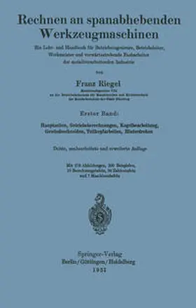 Riegel | Rechnen an spanabhebenden Werkzeugmaschinen | E-Book | www.sack.de