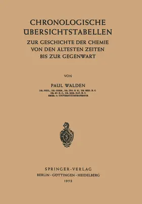 Walden | Chronologische Übersichtstabellen | Buch | 978-3-642-53302-0 | www.sack.de