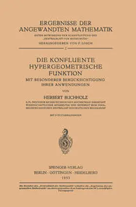 Buchholz |  Die Konfluente Hypergeometrische Funktion | eBook | Sack Fachmedien