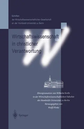 Plinke |  Wirtschaftswissenschaft in christlicher Verantwortung | Buch |  Sack Fachmedien