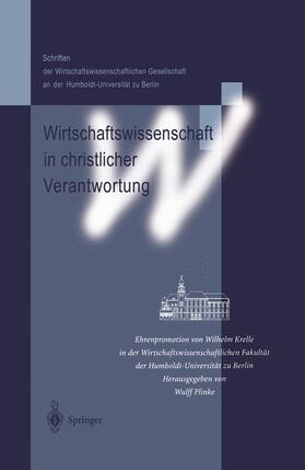 Plinke | Wirtschaftswissenschaft in christlicher Verantwortung | Buch | 978-3-642-63873-2 | sack.de
