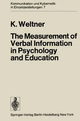 Weltner |  The Measurement of Verbal Information in Psychology and Education | eBook | Sack Fachmedien