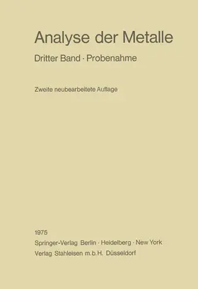  Analyse der Metalle | Buch |  Sack Fachmedien