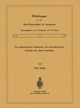 Stubbe |  Das Photochemische, Dynamische und Thermodynamische Verhalten der Oberen Ionosphäre | eBook | Sack Fachmedien