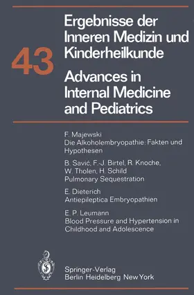 Frick / Harnack / Martini |  Advances in Internal Medicine and Pediatrics/Ergebnisse der Inneren Medizin und Kinderheilkunde | Buch |  Sack Fachmedien