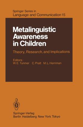 Bowey / Tunmer / Herriman |  Metalinguistic Awareness in Children | Buch |  Sack Fachmedien