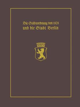 Clauswitz |  Die Städteordnung von 1808 und die Stadt Berlin | Buch |  Sack Fachmedien