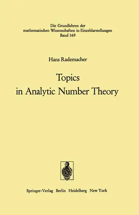 Rademacher |  Topics in Analytic Number Theory | Buch |  Sack Fachmedien