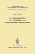 Klüber |  Das Gemeinderecht in den Ländern der Bundesrepublik Deutschland | Buch |  Sack Fachmedien