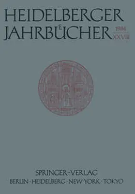 Universitäts-Gesellschaft Heidelberg |  Heidelberger Jahrbücher | eBook | Sack Fachmedien