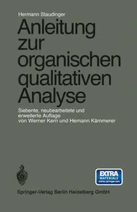Staudinger |  Anleitung zur organischen qualitativen Analyse | eBook | Sack Fachmedien