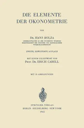 Bolza |  Die Elemente der Ökonometrie | eBook | Sack Fachmedien