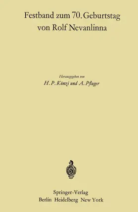 Pfluger / Künzi |  Festband zum 70. Geburtstag von Rolf Nevanlinna | Buch |  Sack Fachmedien