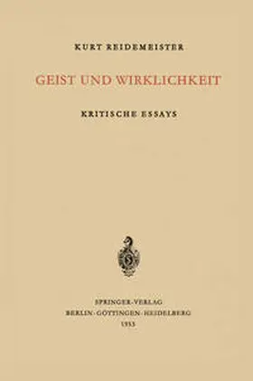 Reidemeister | Geist und Wirklichkeit | E-Book | www.sack.de