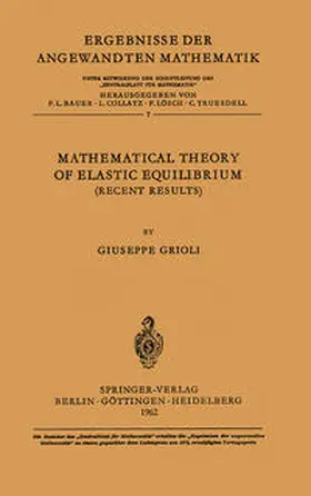 Grioli | Mathematical Theory of Elastic Equilibrium | E-Book | www.sack.de