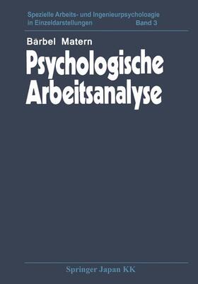 Matern |  Psychologische Arbeitsanalyse | Buch |  Sack Fachmedien