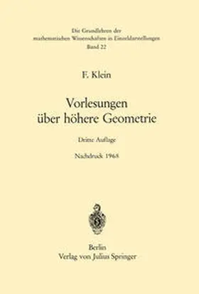 Klein / Blaschke |  Vorlesungen über Höhere Geometrie | eBook | Sack Fachmedien